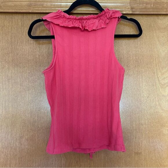 Anthropologie Pilcro V-Neck Ruffle Tank Top in Coral Size Medium Y2K - Picture 8 of 8